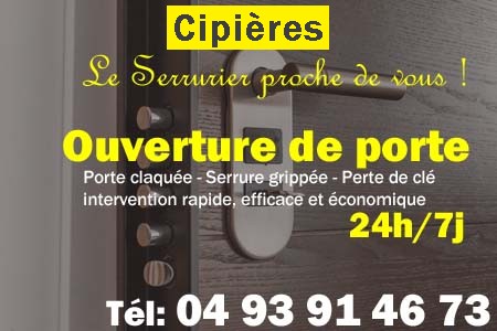 Ouverture de porte Cipières - Porte claquée Cipières - Porte fermée Cipières - serrure bloquée Cipières - serrure grippée Cipières