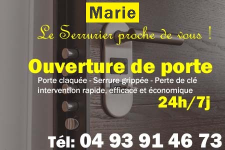 Ouverture de porte Marie - Porte claquée Marie - Porte fermée Marie - serrure bloquée Marie - serrure grippée Marie