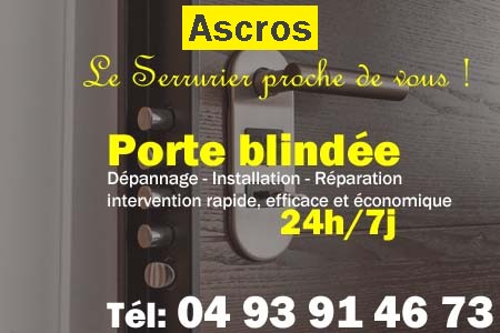 Porte blindée Ascros - Porte blindee Ascros - Blindage de porte Ascros - Bloc porte Ascros